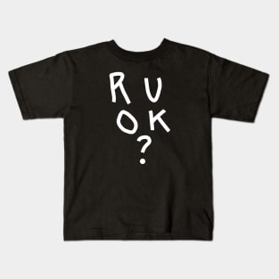 White Line R U OK Are you Ok Typography Kids T-Shirt